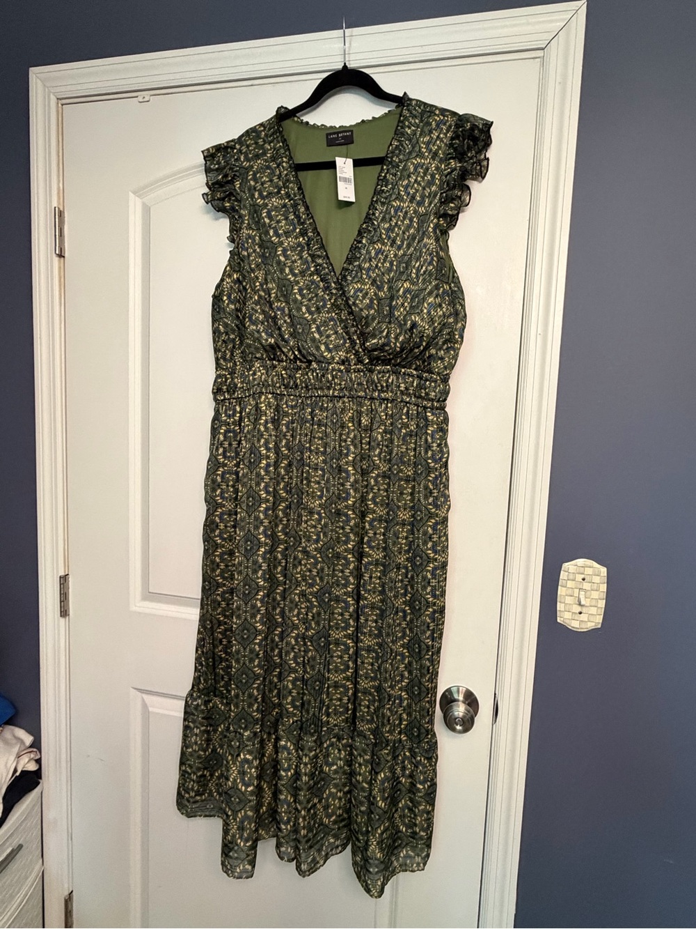 Lane Bryant Olive Green Patterned Maxi Dress